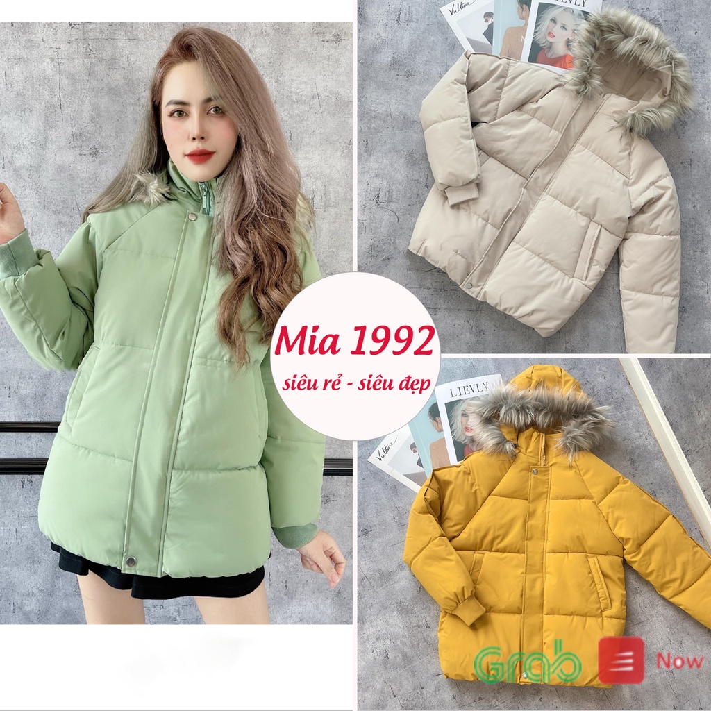 Áo phao béo nữ MIA 1992 cao cấp - áo phao béo lót lông 2021 dây rút eo sành điệu Ulzzang lông mũ tháo rời cực dày ấm