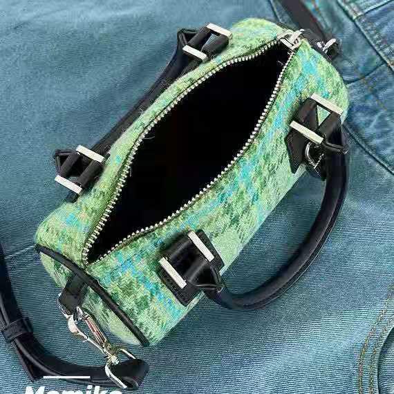 ✜✑Túi đeo chéo Mai Muke/Female hình trụ tròn màu sắc tương phản thời trang 2021