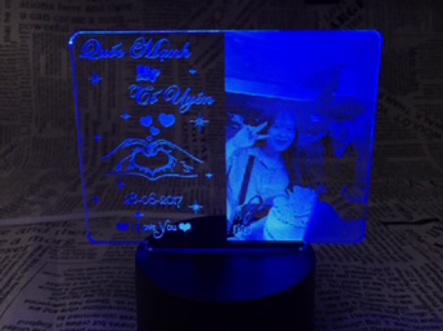 Đèn ngủ led 3d Khung chữ nhật khắc hình ảnh quà tặng theo yêu cầu