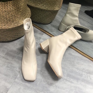 giày boot da mềm lot lông cổ ngắn