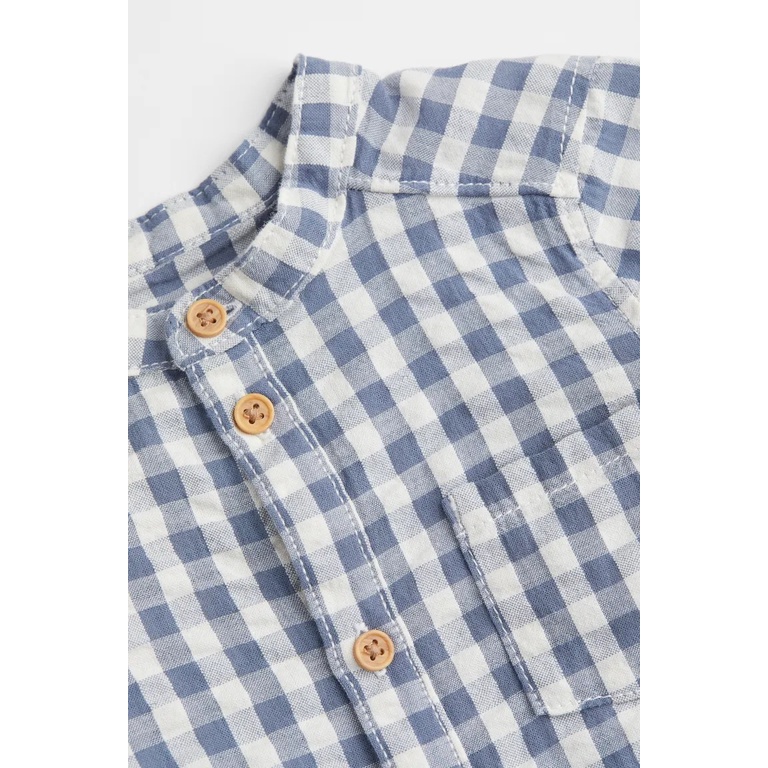 Sét bộ sơ mi kẻ quần nâu HM