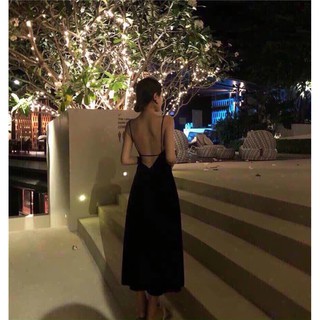 Đầm midi xẻ tà hở lưng