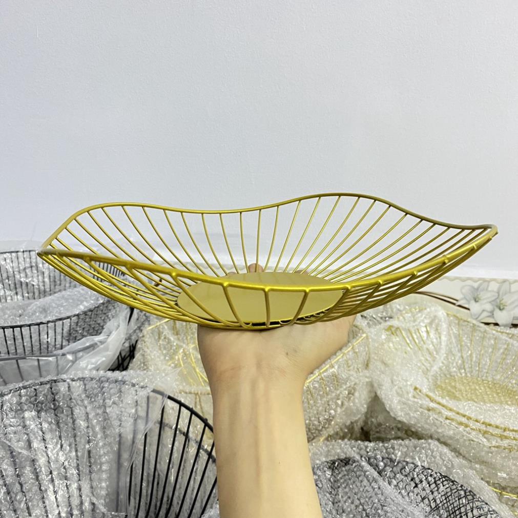 Rổ kim loại đựng trái cây đa năng dùng để trang trí phòng khách, bếp ăn, Màu vàng gold