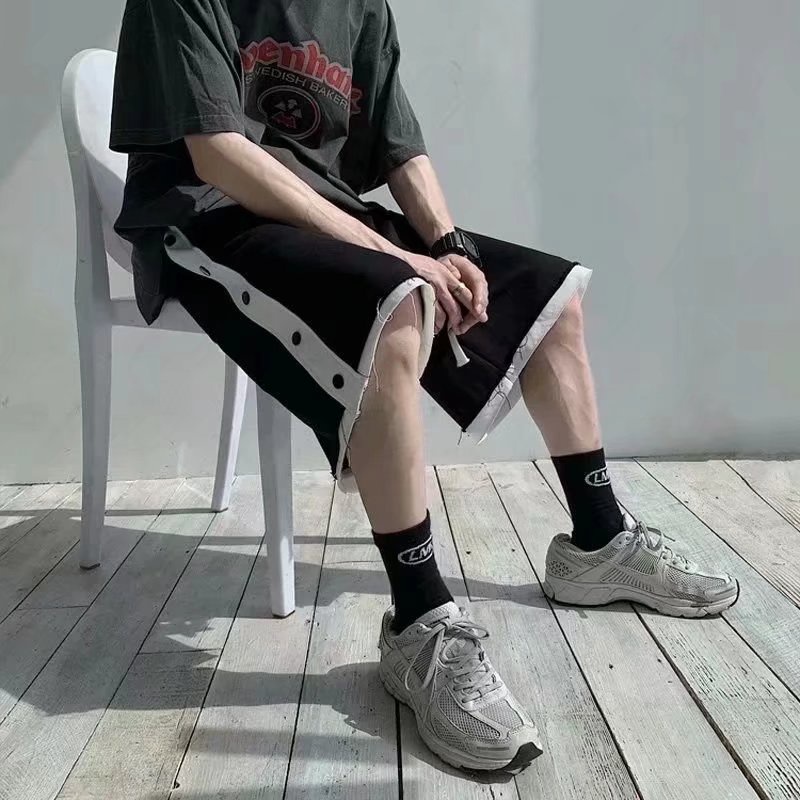 Quần Thể Thao Ống Rộng Đính Nút Bên Hông Thoải Mái Thời Trang Hàn Quốc Cho Nam