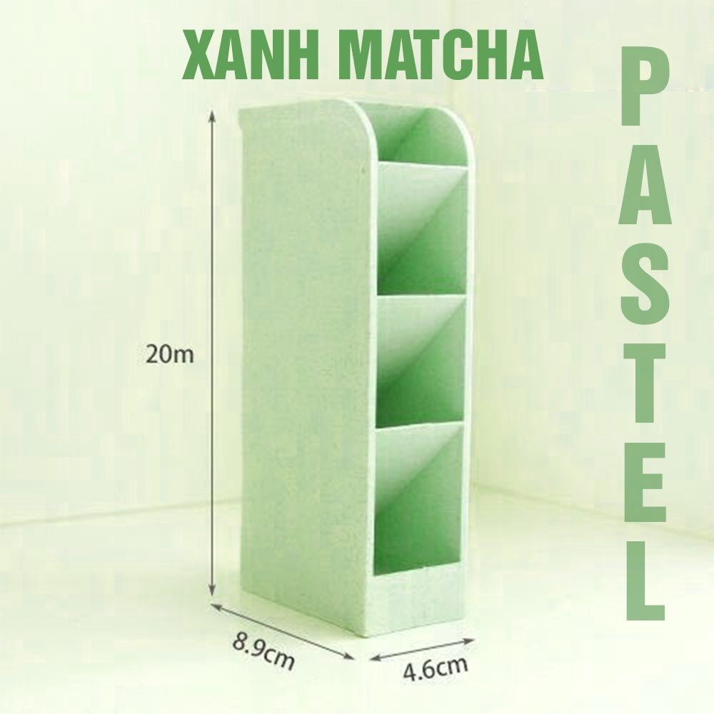 Kệ 4 Tầng Đựng Bút/ Mỹ Phẩm/ Son/ Cọ Trang Điểm Để Bàn Nhiều Ngăn, Màu Matcha Siêu Đẹp, So Cute kích thước 20*5*9cm