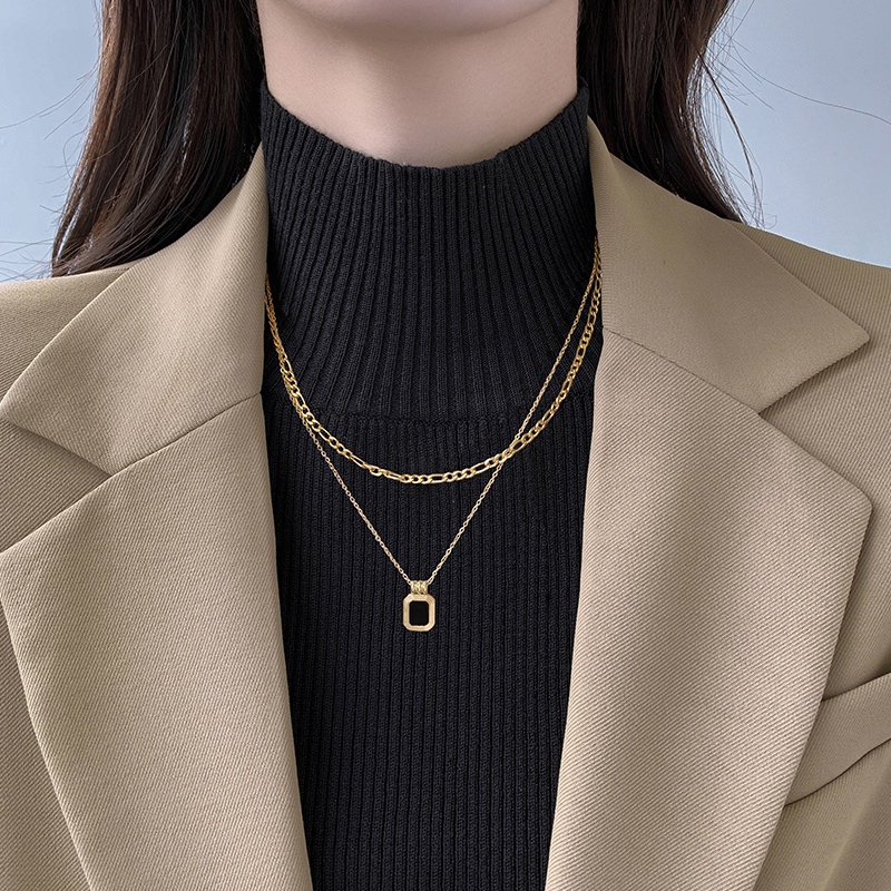 Vòng cổ nữ chất liệu titan không gỉ thiết kế 2 tầng thời trang phong cách hàn quốc thanh lịch mẫu mới