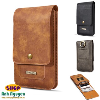 Bao da túi đựng điện thoại 2 ngăn đeo ngang hông - V017