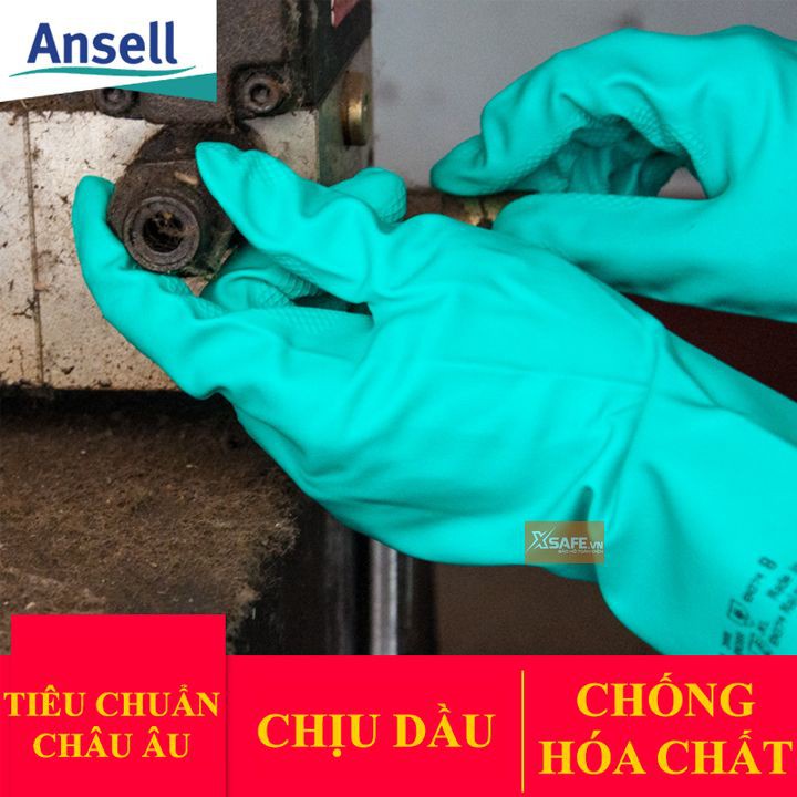 Găng tay chống hóa chất Ansell 37-176 cấu tạo nitrile - chống hóa chất - axit - dầu nhớt - thấm hút mồ hôi tốt