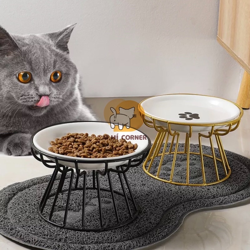Bát Dĩa Đựng Thức Ăn Bằng Sứ Chống Gù Cho Mèo