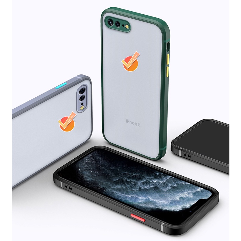 Ốp Lưng Iphone 7 Plus/ 8 Plus/Xs Max/XR/11 pro/11 Pro Max/12 promax/12 Mini Cạnh Vuông Lưng Nhám Viền Màu Chống Vân Tay