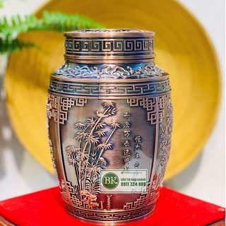 Hộp chè hợp kim đồng cao cấp 18cm-mỹ nghệ bảo khánh