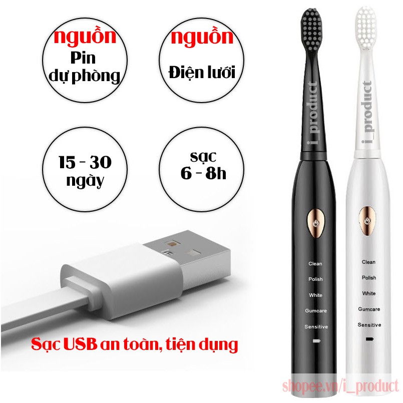 Bàn chải điện tự động đánh răng Sonic X1 Pro và hộp đựng bàn chải tiện dụng an toàn Hachico