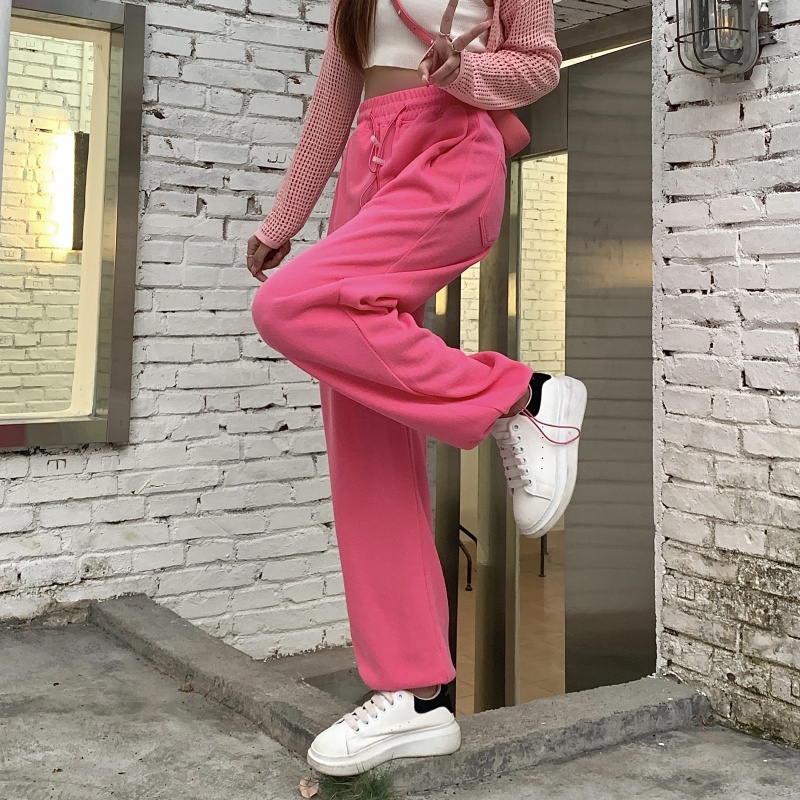 Quần Thể Thao Lưng Cao Ống Rộng Có Dây Rút Phong Cách Âu Mỹ Hàng Mới 2022 Dành Cho Bạn Nữ