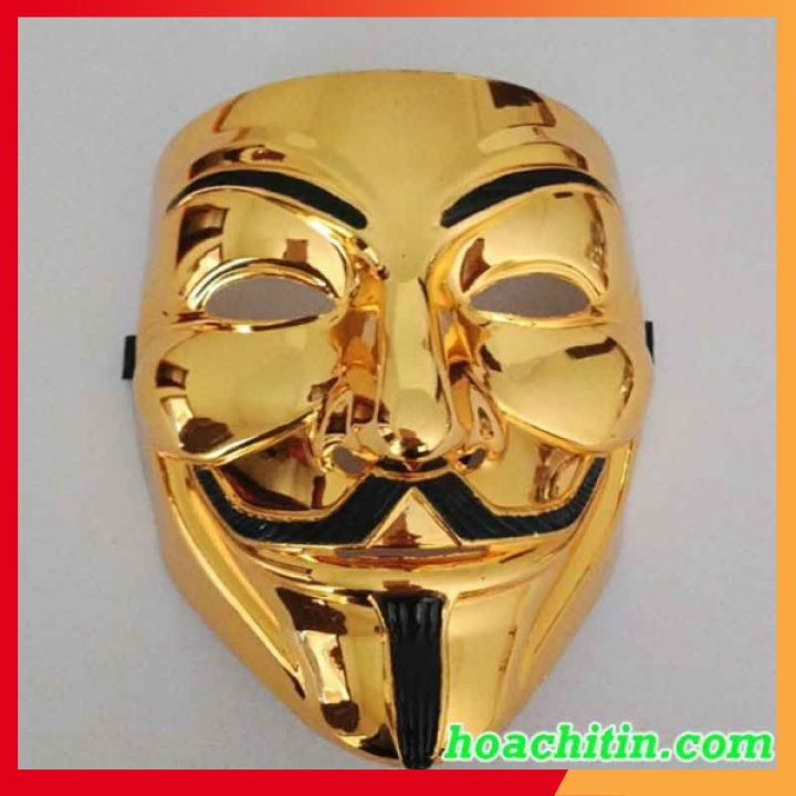 Mặt nạ Hacker vàng bóng, bạc bóng, đen, trắng, mặt nạ Halloween hàng đẹp bao chất lượng