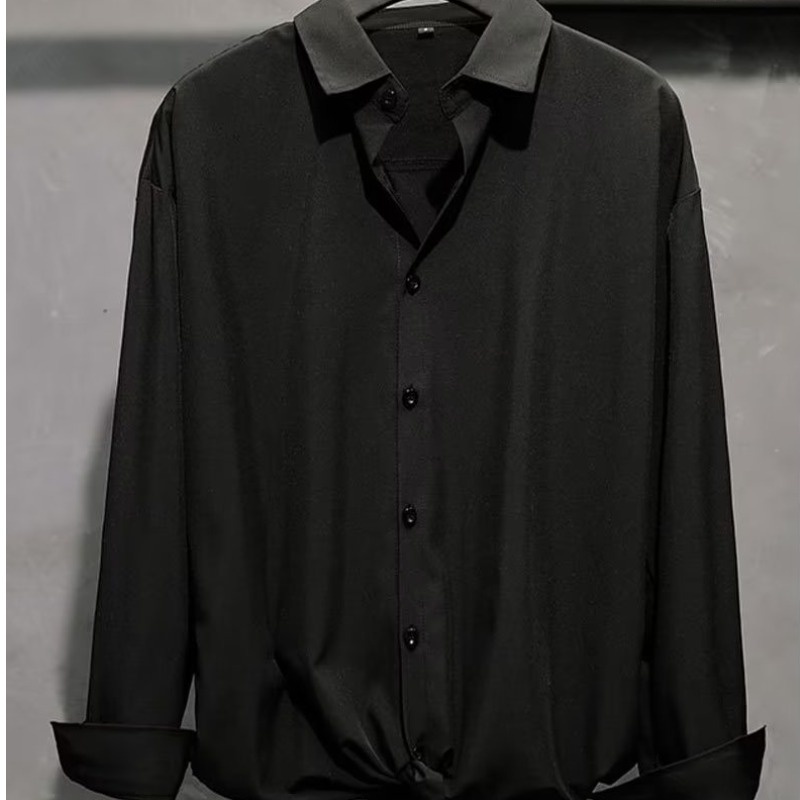 Áo Sơ Mi Màu Đen Trơn Tay Dài Có Size Lớn M-8XL Thời Trang Dành Cho Nam Giới
