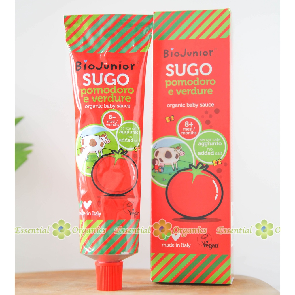 Sốt cà chua hữu cơ BioJunior từ cho bé ăn dặm từ 8 tháng tuổi, sốt cà chua cô đặc làm mỳ ý spagetti, sốt chấm cho bé