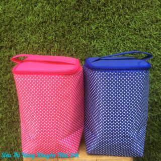 Túi giữ nhiệt chấm bi 2 lớp