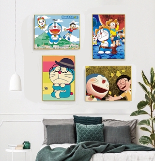 Bộ Tranh Sơn Dầu Trang Trí Hình Doraemon Không Kèm Khung Wcl03
