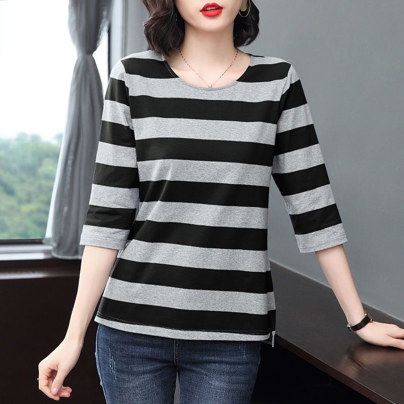 Áo Thun Tay Lỡ Form Rộng Thời Trang Mùa Thu Mới Cho Nữ Trung Niên