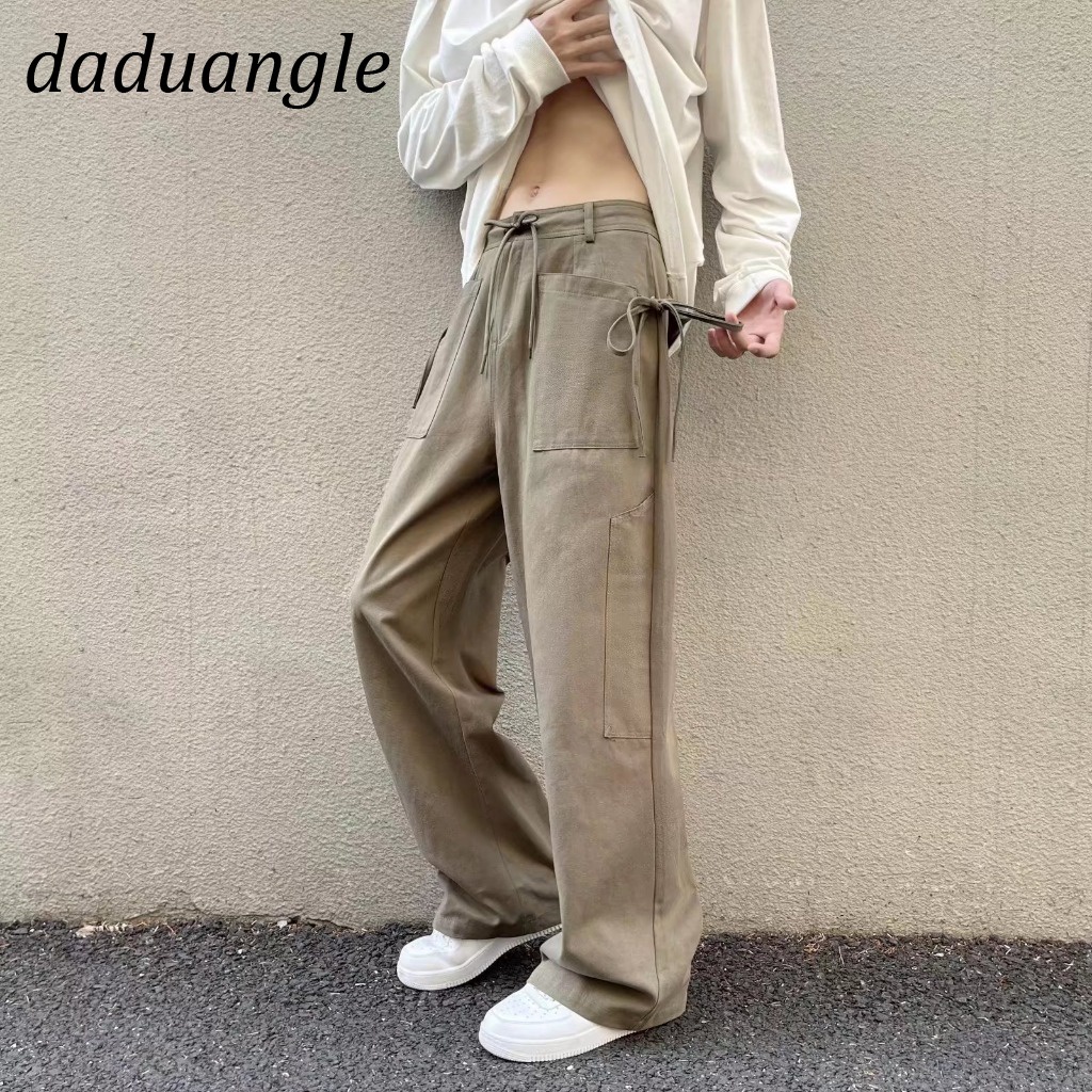 Quần dài daduhey thiết kế ống thẳng rộng nhiều túi lưng rút dây phong cách thời trang mới