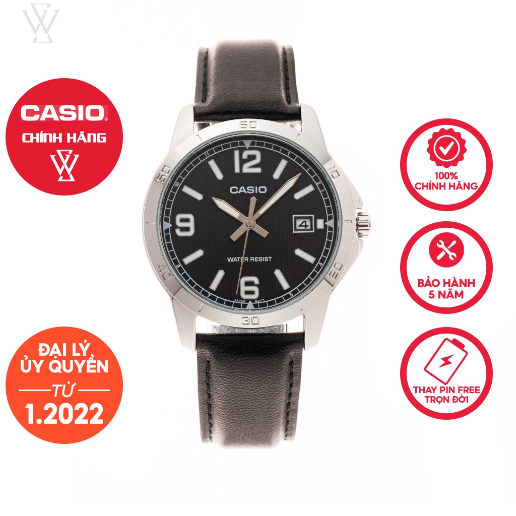 Đồng Hồ Quartz Nam Casio WATCHSTORE MTP-V004L-1BUDF Thiết Kế Kính Khoáng 41.5mm, Dây Đeo Da Và Vỏ Thép Không Gỉ