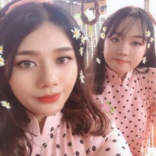Áo dài chấm bi cô ba