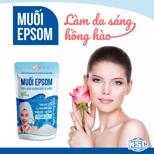 Bộ Muối tắm Epsom và Bông tắm Xơ mướp chăm sóc da tẩy tế bào chết Healthy247