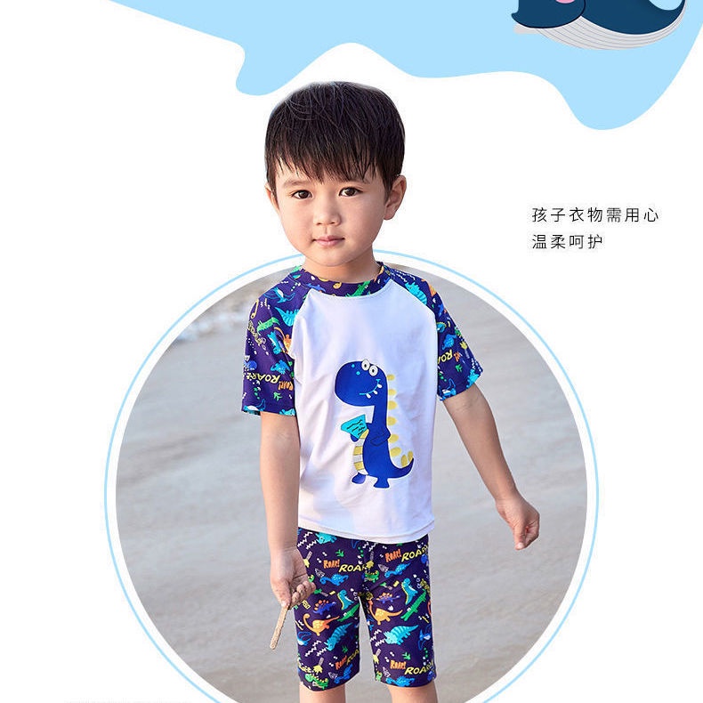 ♛Bộ Đồ Bơi Họa Tiết Khủng Long Hoạt Hình Dễ Thương Cho Bé Trai