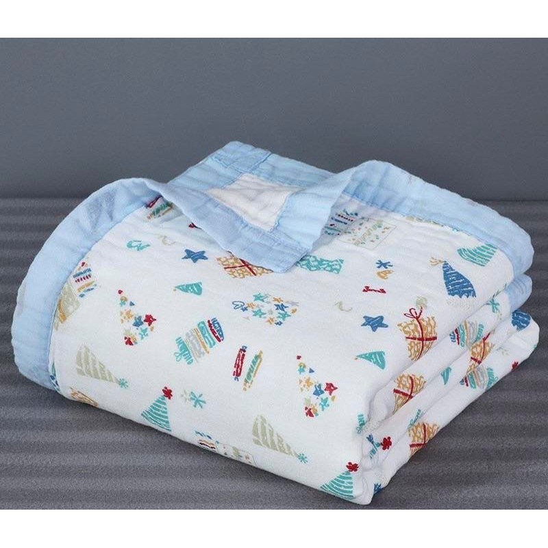 Khăn tắm đa năng vải cotton 6 lớp bo viền cho bé Mom Trusted – có bán sỉ