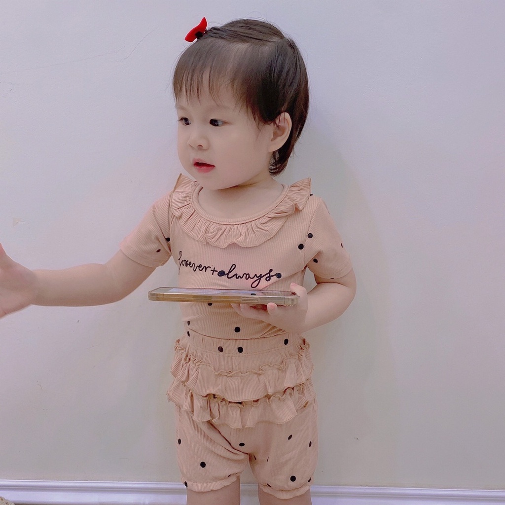 Sét bộ tăm lạnh chấm bi cho bé gái.