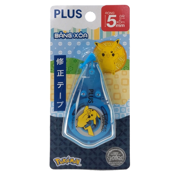 Xóa Kéo 5 mm x 5 m - Plus A Pokemon Plus-100-V002 - Màu Xanh Dương