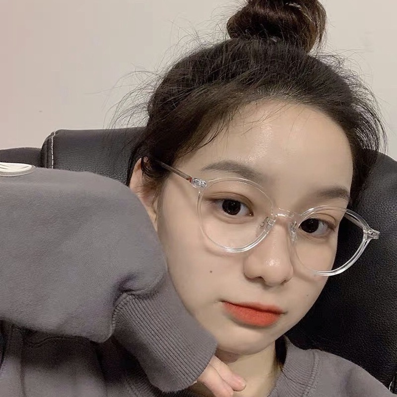 Mắt Kính Gọng Tròn TR90 Chống Ánh Sáng Xanh Trong Suốt Thời Trang Hàn Quốc