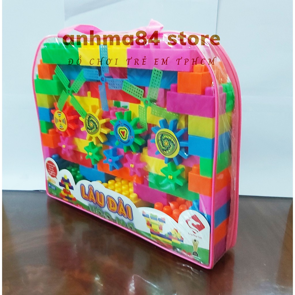 Đồ chơi TÚI XẾP HÌNH LÂU ĐÀI MƠ ƯỚC - 84 chi tiết - túi xếp hình việt nam chất lượng - anhma84 store