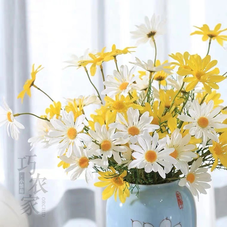 Hoa giả - Hoa cúc hoạ mi giả xinh xắn trang trí nhà cửa 1 cành 5 bông