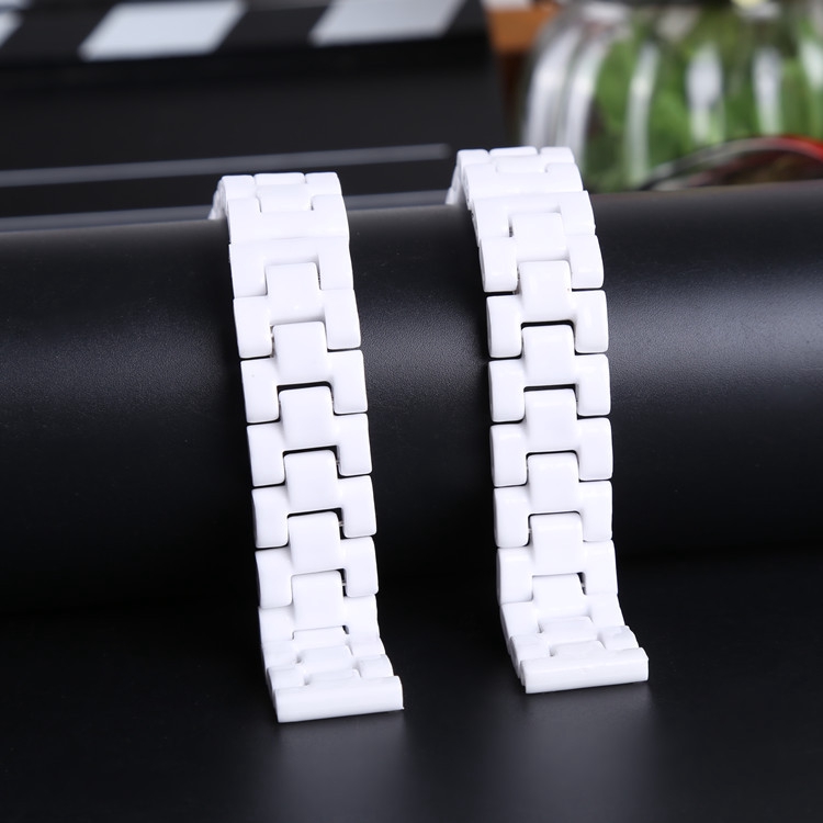 Dây Đeo Đồng Hồ Bằng Sứ Màu Trắng Đen Sang Trọng Thời Trang unisex 14mm 16mm 18mm