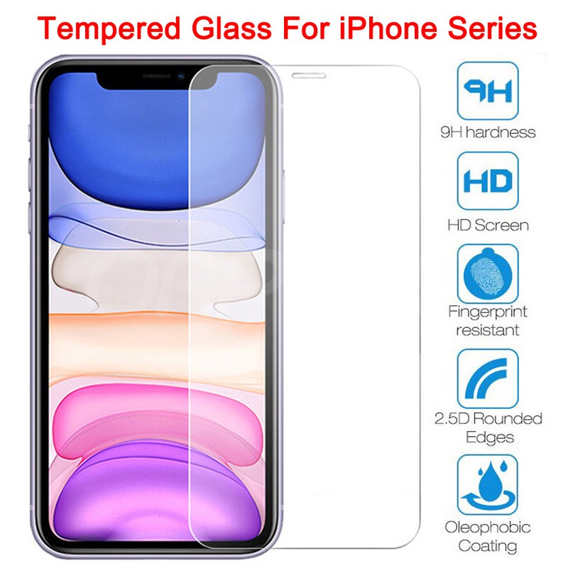 Kính Cường lực 2.5D Chất Lượng Cao Cho IPhone 13 14 12 Mini 11 Pro XS Max XR X 8 7 6 6S 5 Plus SE 2020