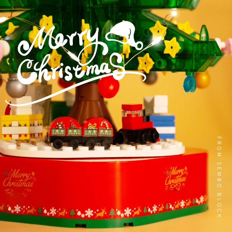 Đồ chơi  Lắp ráp Mô hình Merry Christmas gift Santa Claus lắp ráp hộp quà ông già noel Sembo 601097 Christmas Tree Santa