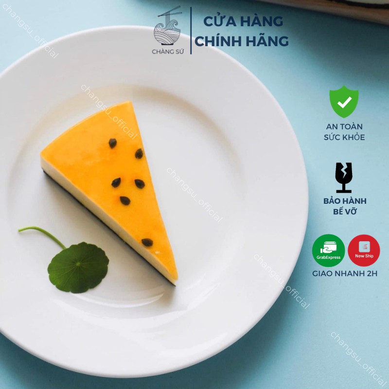 đĩa sứ tròn màu trắng trơn cỡ nhỏ đáy cạn - CHÀNG SỨ