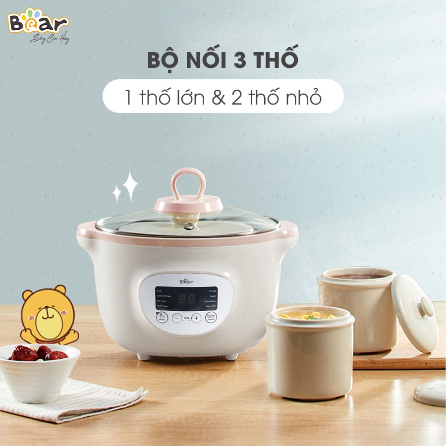 Nồi Nấu Chậm 1,6L Bear Chính Hãng Đa Năng Nấu Cháo, Chưng Yến Bản Quốc Tế Bảo Hành 18 Tháng - SUBE002