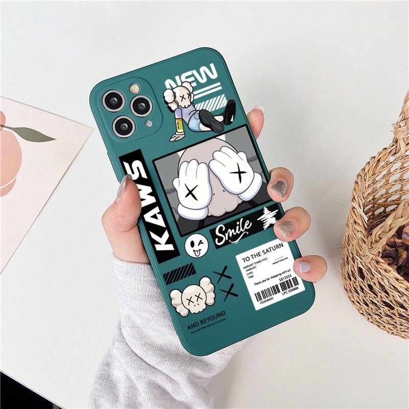Ốp lưng iphone hình gấu K.aws Smile dẻo cạnh vuông bảo vệ camera 7plus/8plus/x/xs/xsmax/11/12/13/pro/plus/promax