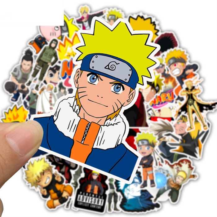 Bộ 50 miếng dán trang trí laptop/ván trượt/hành lý/tủ lạnh hình anime Naruto độc đáo