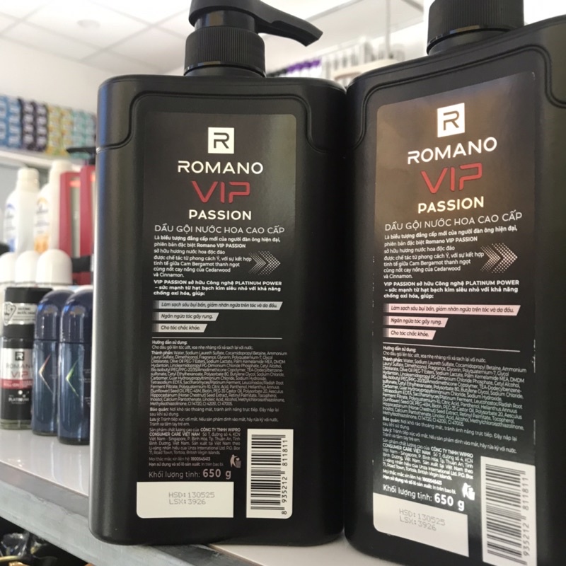 Dầu gội  Cao  cấp Romano Vip Passion mạnh mẽ bí ẩn 650g