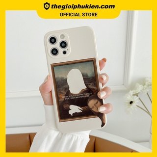 Ốp lưng iphone cạnh vuông Tranh Monalisa hài hước dành cho iphone 6 đến 14promax - E180