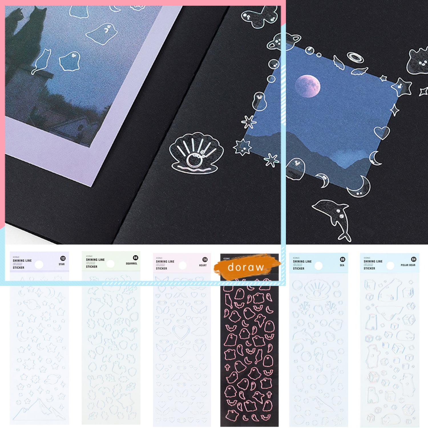 DORAW Flash Radium Decals Cute DIY Photo Sticker Polar Bear Transparent Hand Account Nail Art Decoration Material Paste