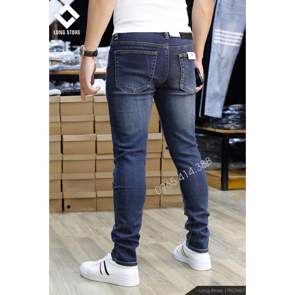 Quần jean nam trơn xanh biển đậm ✅FREESHIP✅ Quần bò nam dáng ôm SLIMFIT skinny co giãn cao cấp - Tron47