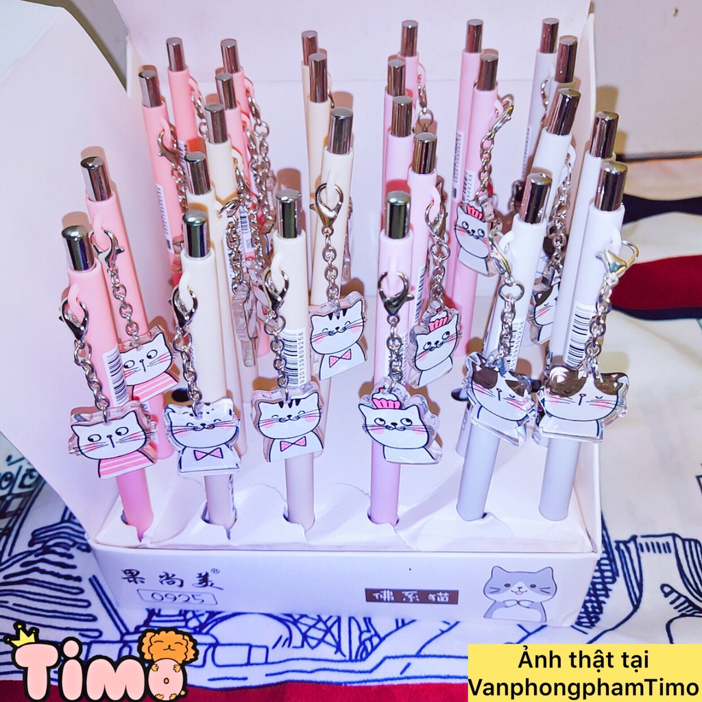 Bút Chì Bấm Ngòi Kim Cute Tặng Kèm Móc Mặt Mèo Ngòi 0.7mm VPB14-MEO