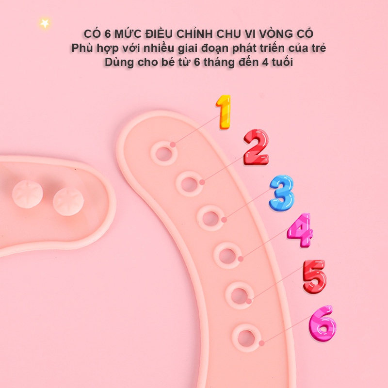Yếm ăn dặm silicon 3D cho bé, không thấm nước, có túi hứng thức ăn sạch sẽ, vệ sinh