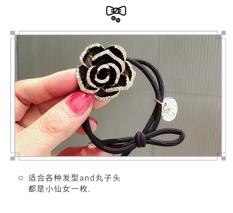 Dây buộc tóc đính hoa trà cao cấp phong cách mới