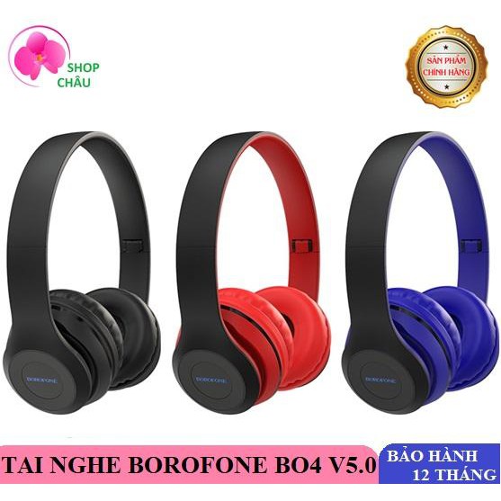 Tai Nghe Bluetooth Borofone BO4 V5.0 Chính Hãng - Tai Nghe Chụp Tai Bluetooth - Nghe Thẻ Nhớ, AUX