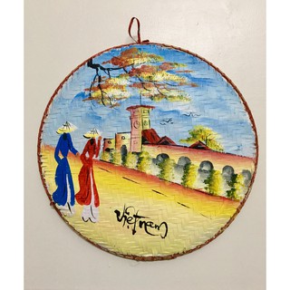 Mẹt tre vẽ cô gái áo dài Việt Nam (D=35cm)